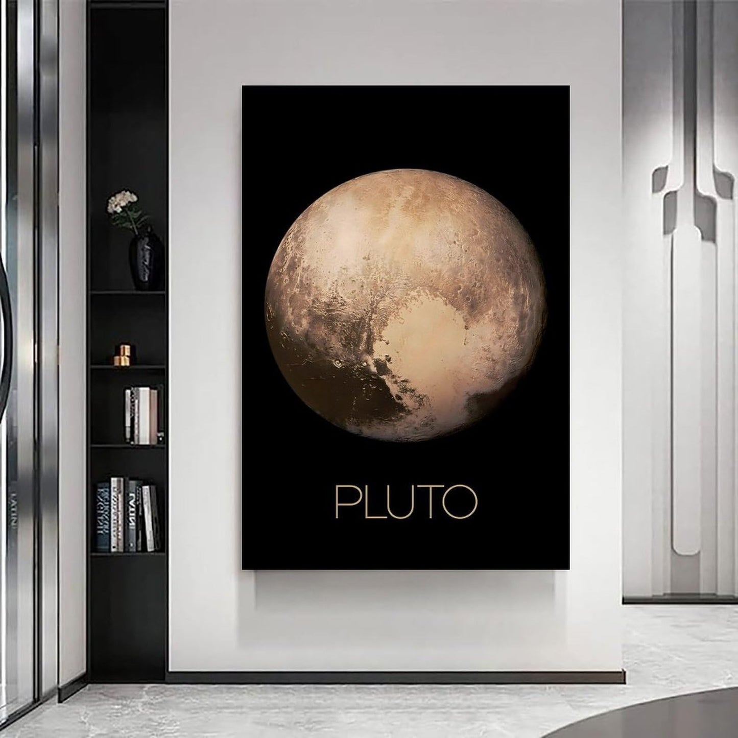 Solar System Planets Canvas Wall Art - Pluto Planet Space Poster for Kids Room Bedroom Classroom, STEM Educational Astronomy Decor, Science Gift for Boys Girls, 16x24 Inch Framed