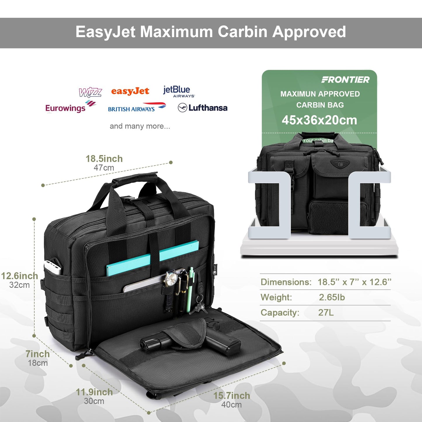 Stypos Tactical Messenger Bag, Tactical Briefcase for Man Military Laptop Bag 15.6/17.3 Inch Messenger Shoulder Bag