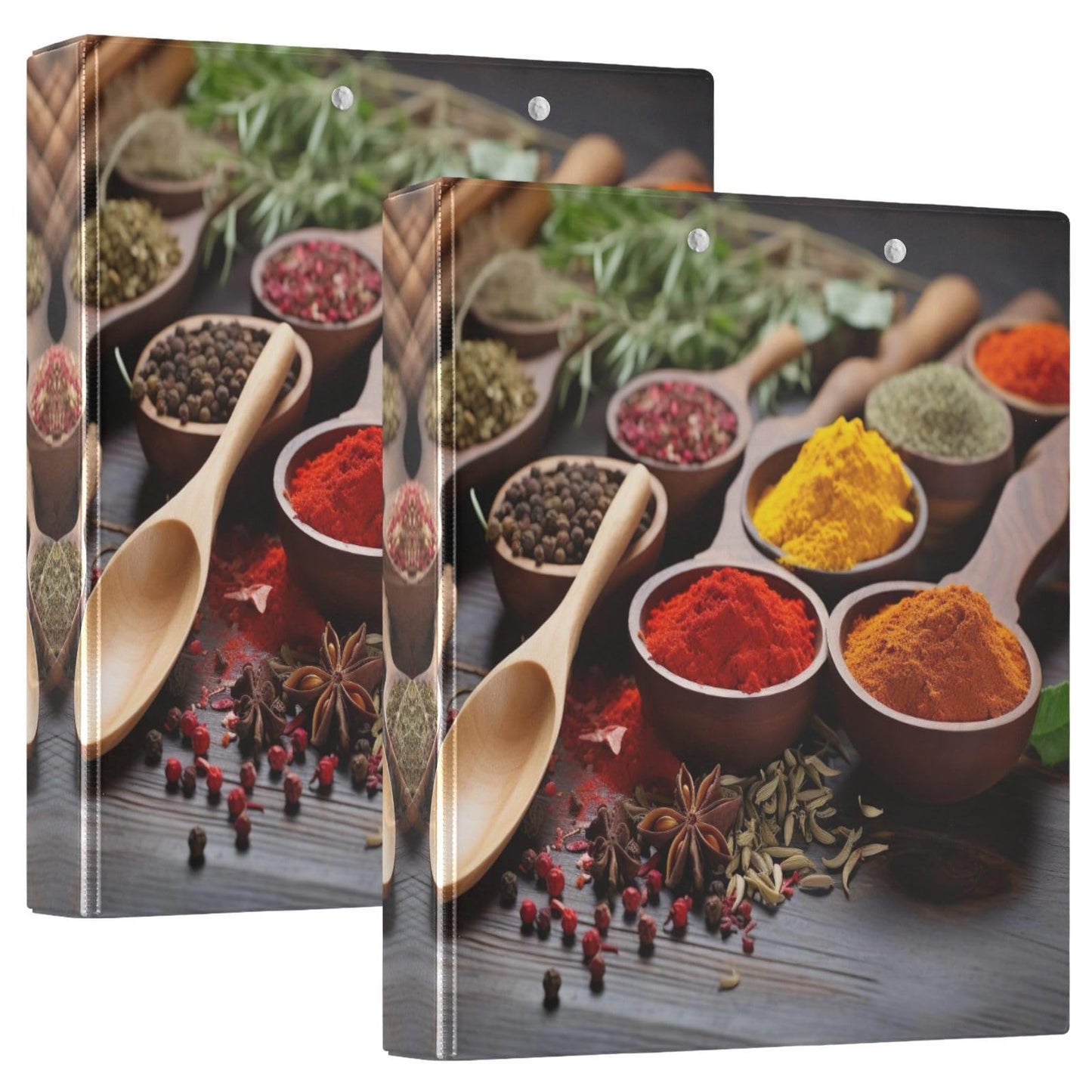 Joko Ivery Spoons Spices Herbs 3 Ring Binder 1.5 Inch Binders 3 Ring with Clipboard & 3 Pockets Three Ring Binder Organizer Letter Size for Recipes Paper Work Office Supplies Gifts 1 Pack