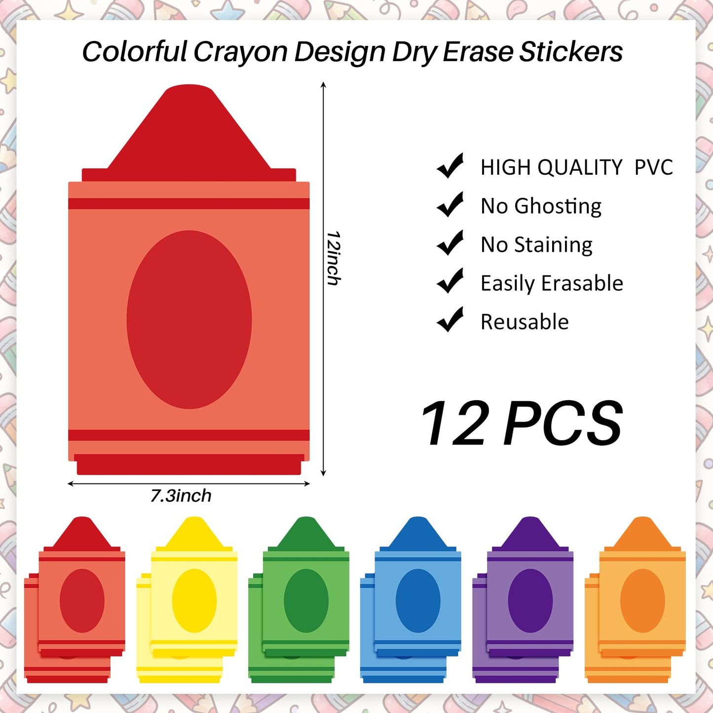 Lincia 12 Pcs Large 12''Table Dots Dry Erase Dots for Classroom Table Crayon Dry Erase Sticker for Whiteboard Wall Teachers Small Group Classroom Must Haves Removable School Essential Supplies