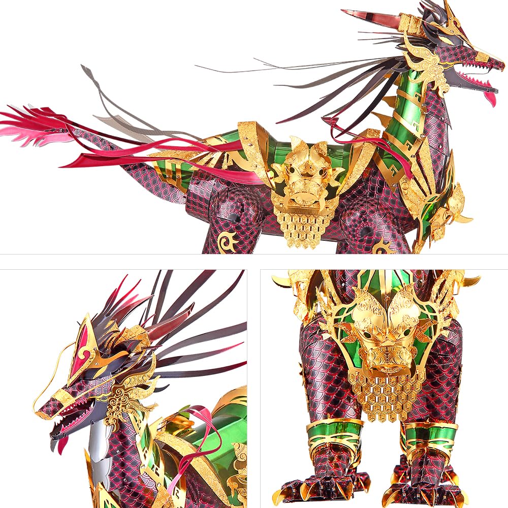 Piececool 3D Metal Puzzle for Adults, Auspicious Kirin Metal Model Building Kits, Brain Teaser Puzzles DIY Craft Kit, Perfect Birhtday Gifts for Teens Man Woman Family- 164 Pcs
