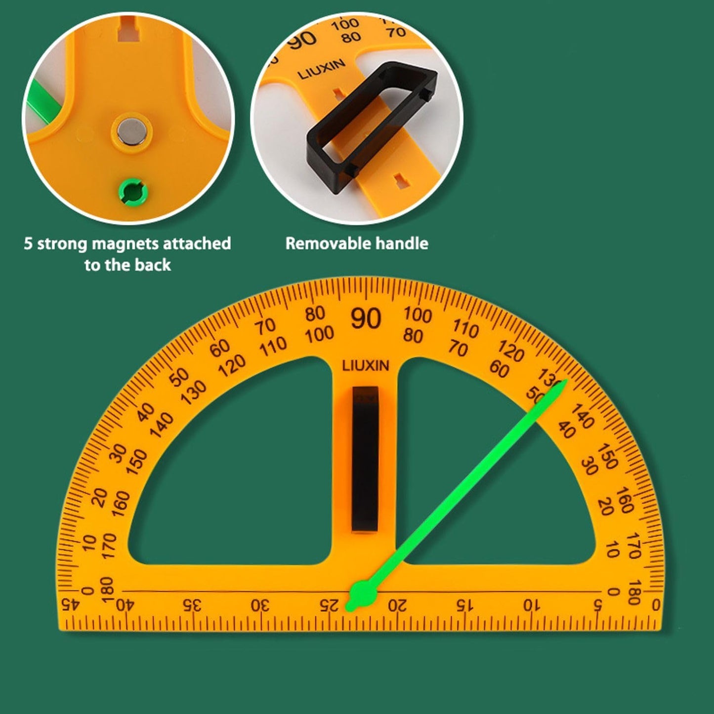 Magnetic Geometry Tool, School Supplies Protractor Compass Set, Teacher Board Protractor Multi Purpose Kit, Math Tool Teaching Aidsprotractor Set, 5 Pcs
