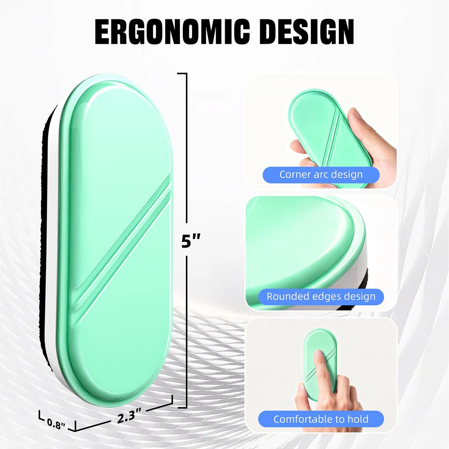FUNISKETCH Dry Erase Eraser, Detachable Magnetic White Board Erasers - 2 Pack,Glass Board Glass Whiteboard Eraser for Office and School Supplies (Green)
