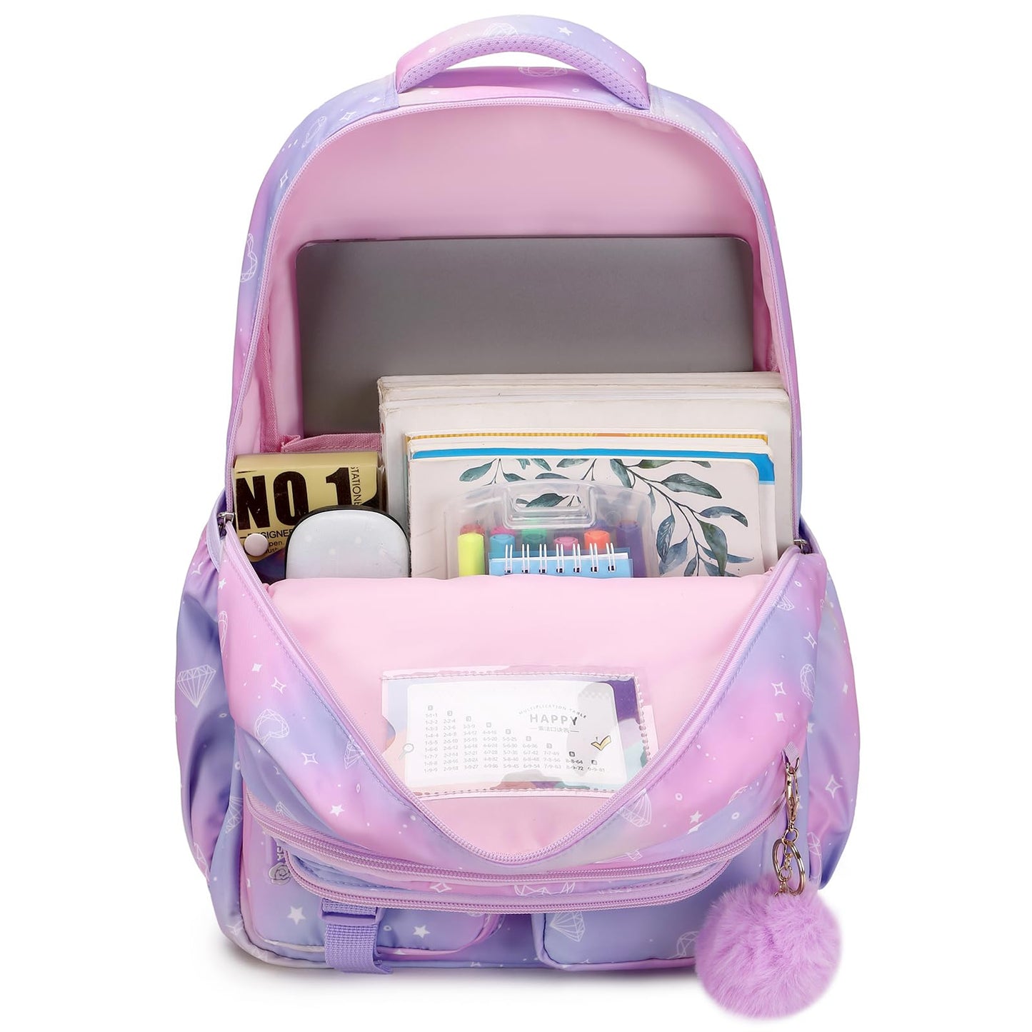 PIG PIG GIRL Kids Backpack for Girls - School Bags for Middle School Students - Book Bag for Elementary Primary - Kawaii Ita Backpack - Purple