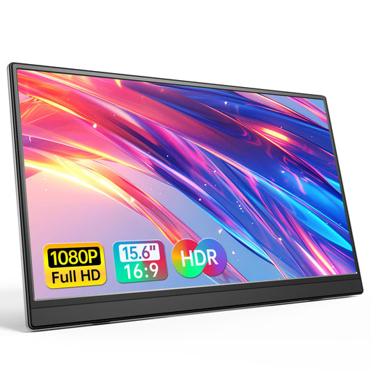 Anyuse Portable Monitor for Laptop 15.6 Inch 1080P USBC-C HDMI Ultra-Slim Travel Monitor with Kickstand, Second External Monitor for Laptop,PC,Mac Phone,PS,Xbox,Swich, black, PM-156P1