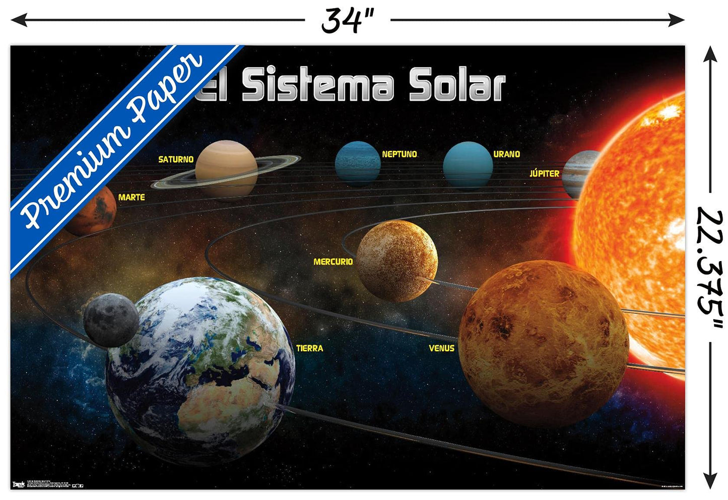 Trends International El Sistema Solar 2013 (Solar System) Wall Poster, 22.375" x 34", Premium Unframed Version