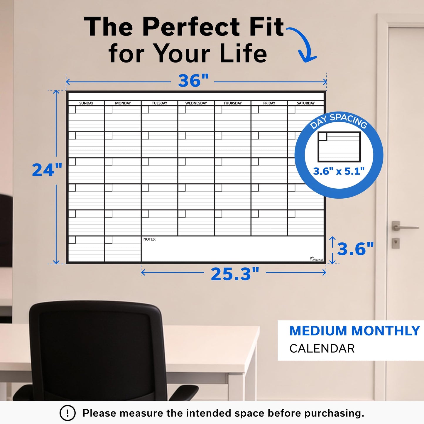 (2 PK) Large Dry Erase Calendar for Wall 24x36, Giant Family Office Big Reusable, Monthly Planner Erasable 36x24, Rolled Whiteboard White Board, Calendar Dry Erase for Undated Wall Large Classroom