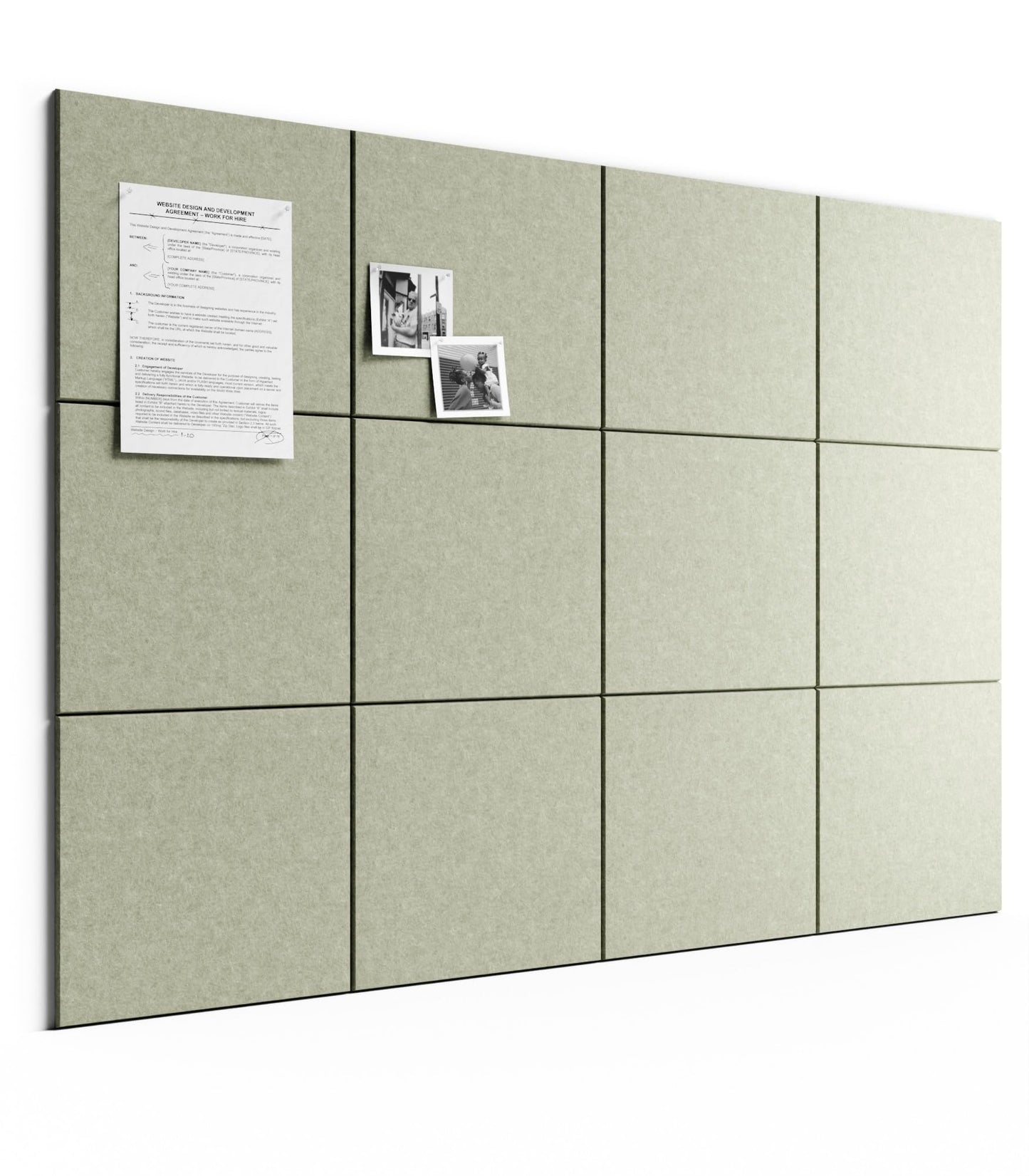 Bumusty Large Cork Board 48" x 36" Alternative - 12 Pack Felt Wall Tiles with 70 Safe Removable Adhesive Tabs, 30 Pushpins, Cork Boards for Walls Pin Board Bulletin Board Office Decor (Sage)