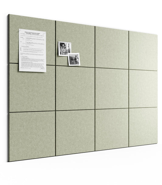 Bumusty Large Cork Board 48" x 36" Alternative - 12 Pack Felt Wall Tiles with 70 Safe Removable Adhesive Tabs, 30 Pushpins, Cork Boards for Walls Pin Board Bulletin Board Office Decor (Sage)