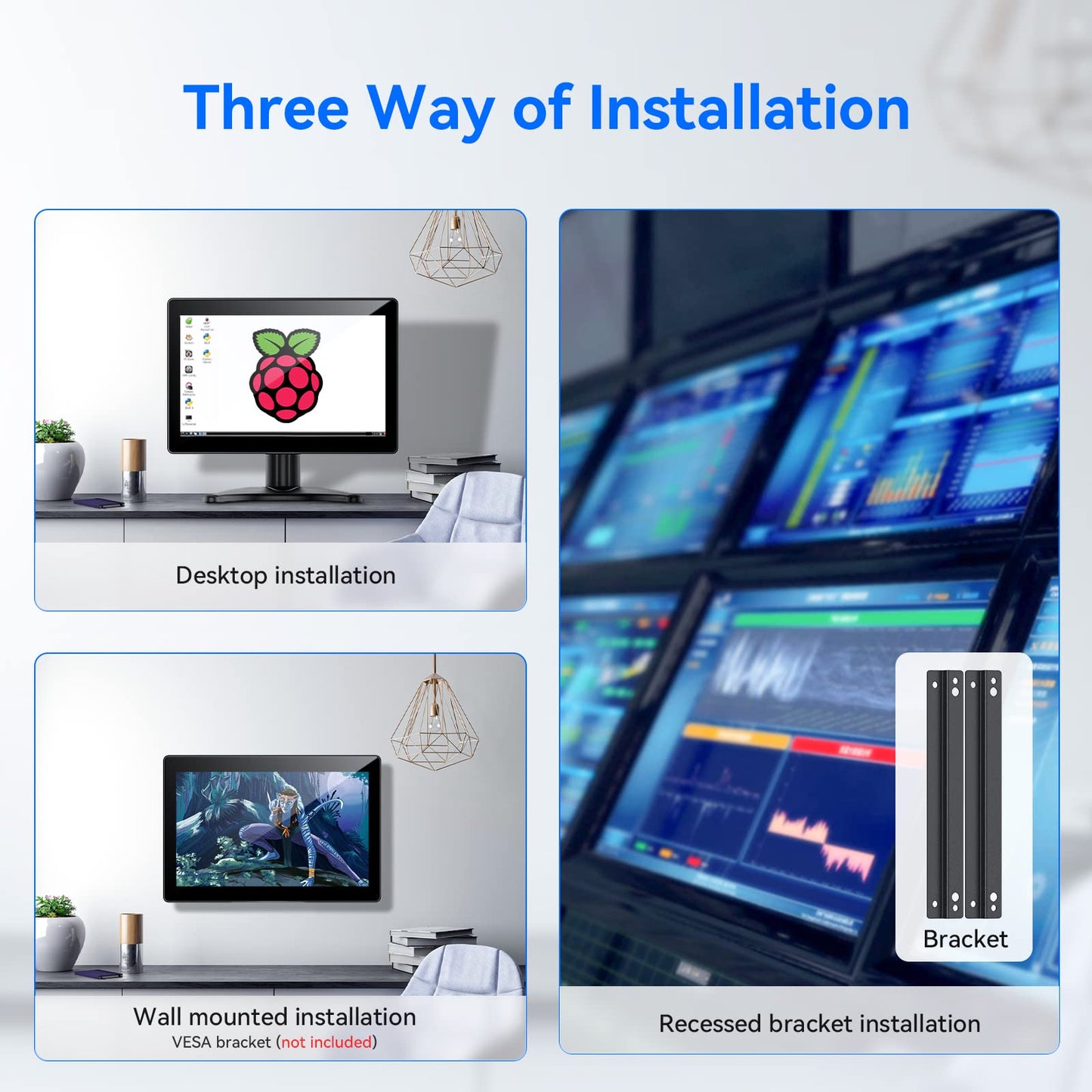Eyoyo 10.1-inch Small Touchscreen Monitor: 1280x800 IPS Display, 10-Point Touch, HDMI VGA AV Input, Built-in Speakers, Metal Case, VESA 75x75, Touch Screen Monitor for Raspbery Pi, PC, CCTV, POS