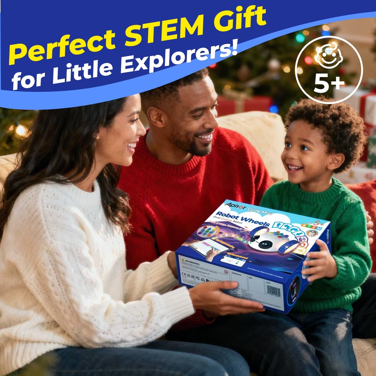 Apitor Coding Robot Toys for Kids Ages 5+, STEM Robot Toy Kit with Wheels and Play Cards, Screen Free Remote Control Programming Interactive Toy for Boys and Girls Ages 5-8