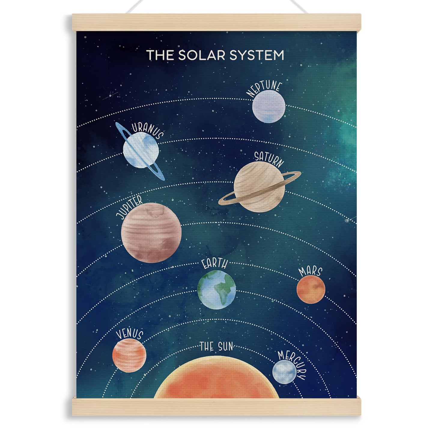 MOTERMATE Space Solar System Poster Hanger Frame, the Solar System Nursery Wall Hanging Decor Art Framed for Kids Nursery Room Bedroom Playroom Home, Space Galaxy Wall Poster Prints, 12x16 Inch
