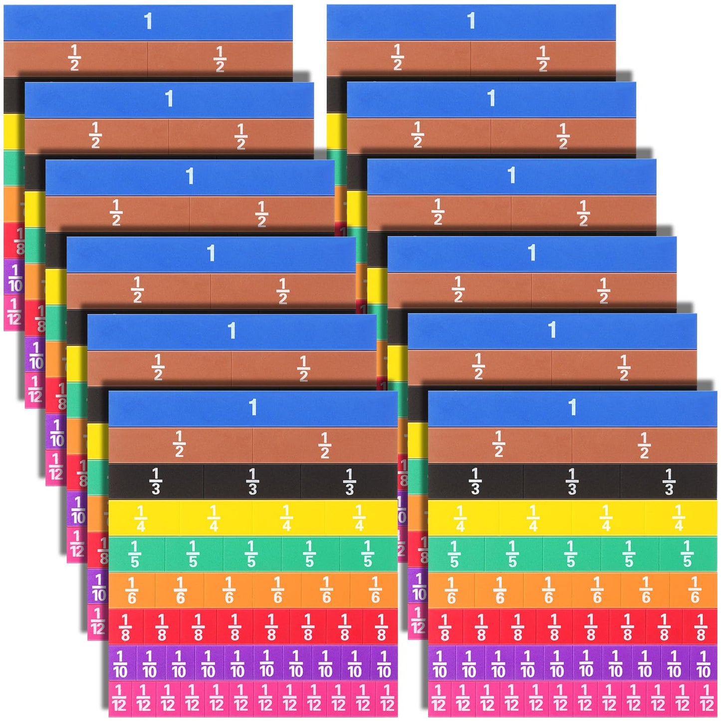 Sayglossy 12 Sets Fraction Set for Math Classroom Fractions Manipulatives Math Manipulatives for Home School Supplies (Tiles)