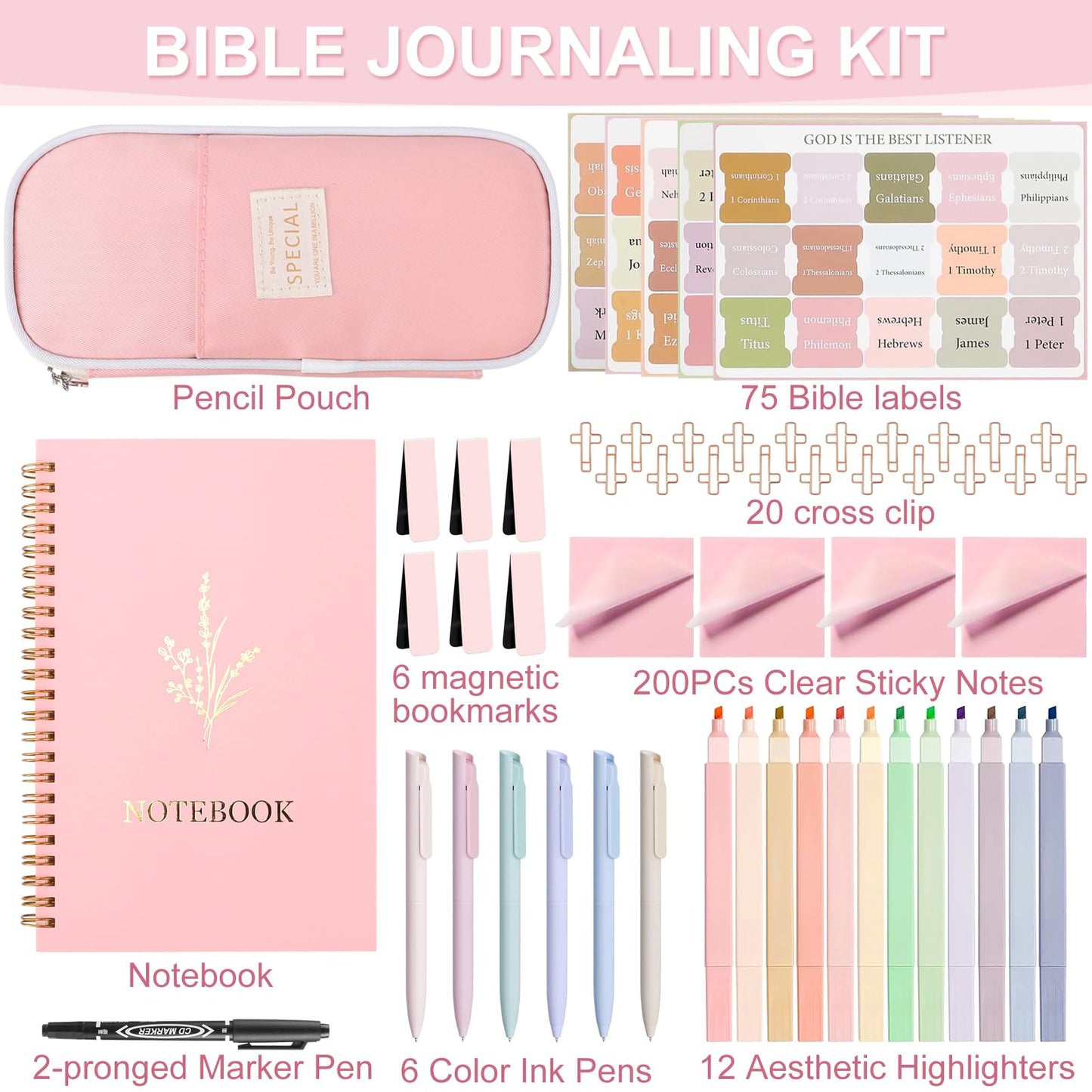 Bible Study Supplies, Bible Journaling Kit, Bible Study Kit for Women, Aesthetic Book Annotation Kit, Bible Study Tools, Christian Gifts for Women, Christmas Gift