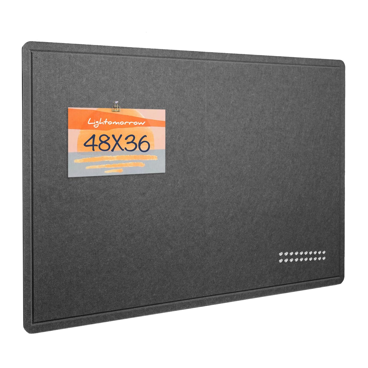 Lightomorrow Large Bulletin Board - 48 x 36 Inches, Decorative Felt Pin Board for Wall - 4' x 3' Foldable Photo Display Board with Self-Adhesive Tape, Includes 20 Push Pins - Dark Gray
