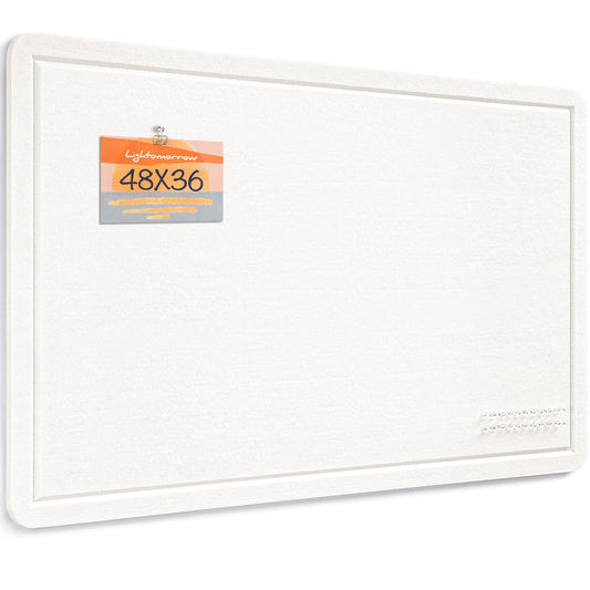 Lightomorrow Large Bulletin Board, 48 x 36 Inches Cork Board Alternative Decorative Felt Pin Board with Safe Removable Adhesives & 20 Push Pins for Home Office Classroom Walls-Creamy White