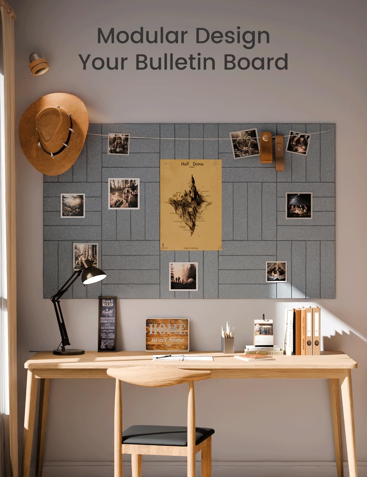 Large Felt Bulletin Board 48" x 36" Cork Board Alternative-12 Pack with 70 Safe Removable Adhesive Tabs, Cork Boards for Walls Cork Board for Home Office Classroom Pin Board-Blue Gray