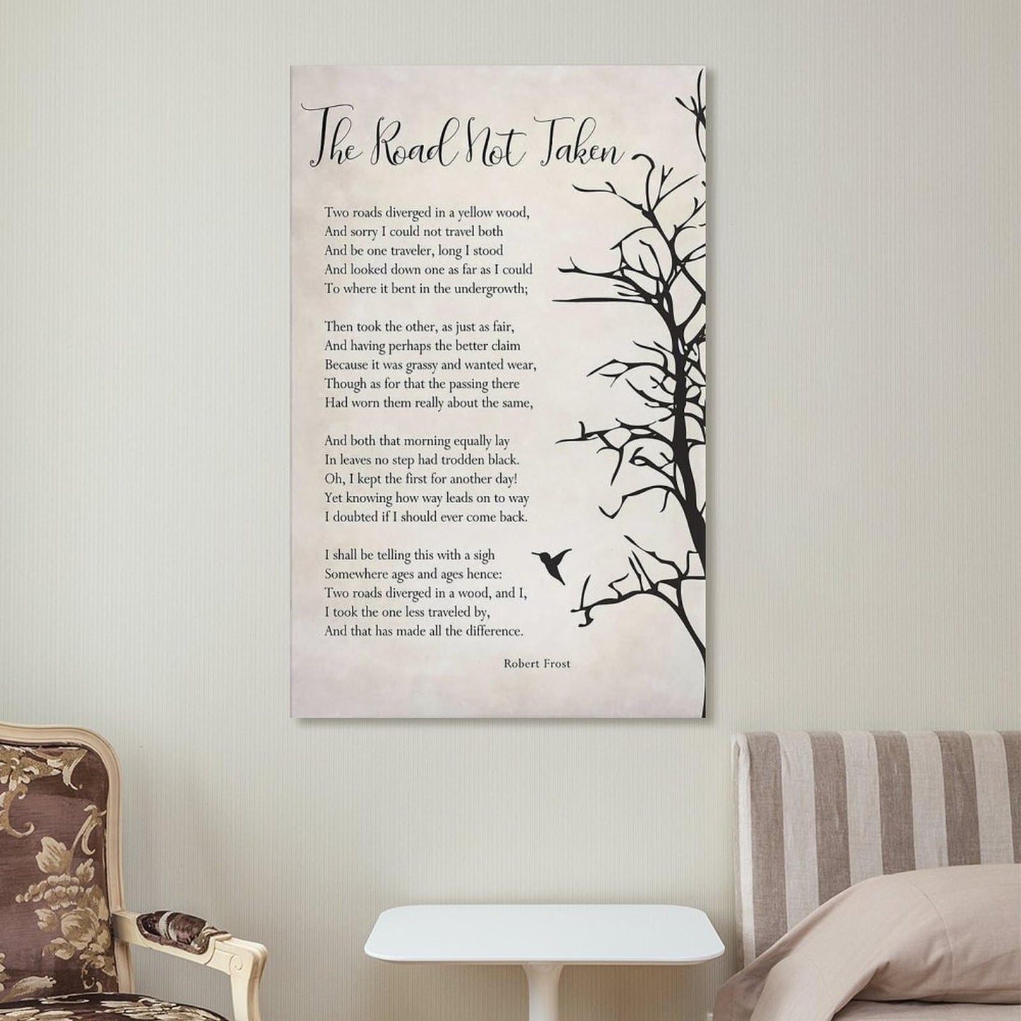 JHXNJDPOST The Road Not Taken Poster Poem Canvas Wall Art Aesthetic Decorative Painting Living Room Restaurants, Pool Halls And Hotelsstyle-5 16x24inch(40x60cm)