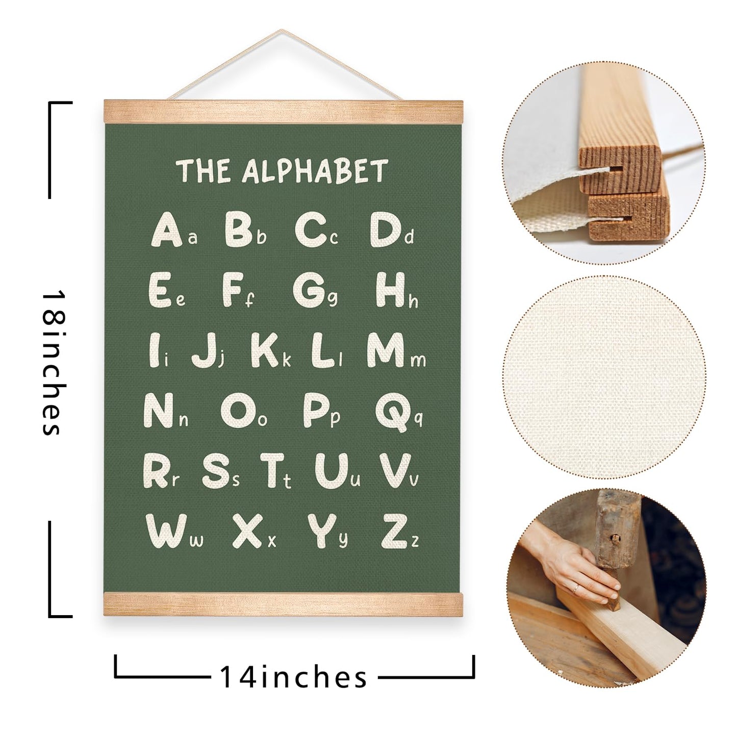 Educational Wall Art Set of 2, Numbers 1-20 and Alphabet Chart, Learning Posters for Toddler ,ABC Banner Poster, Banner Wall Hanging Decor for Toddler Room Playroom Nursery Wall Classroom Decor (Green)