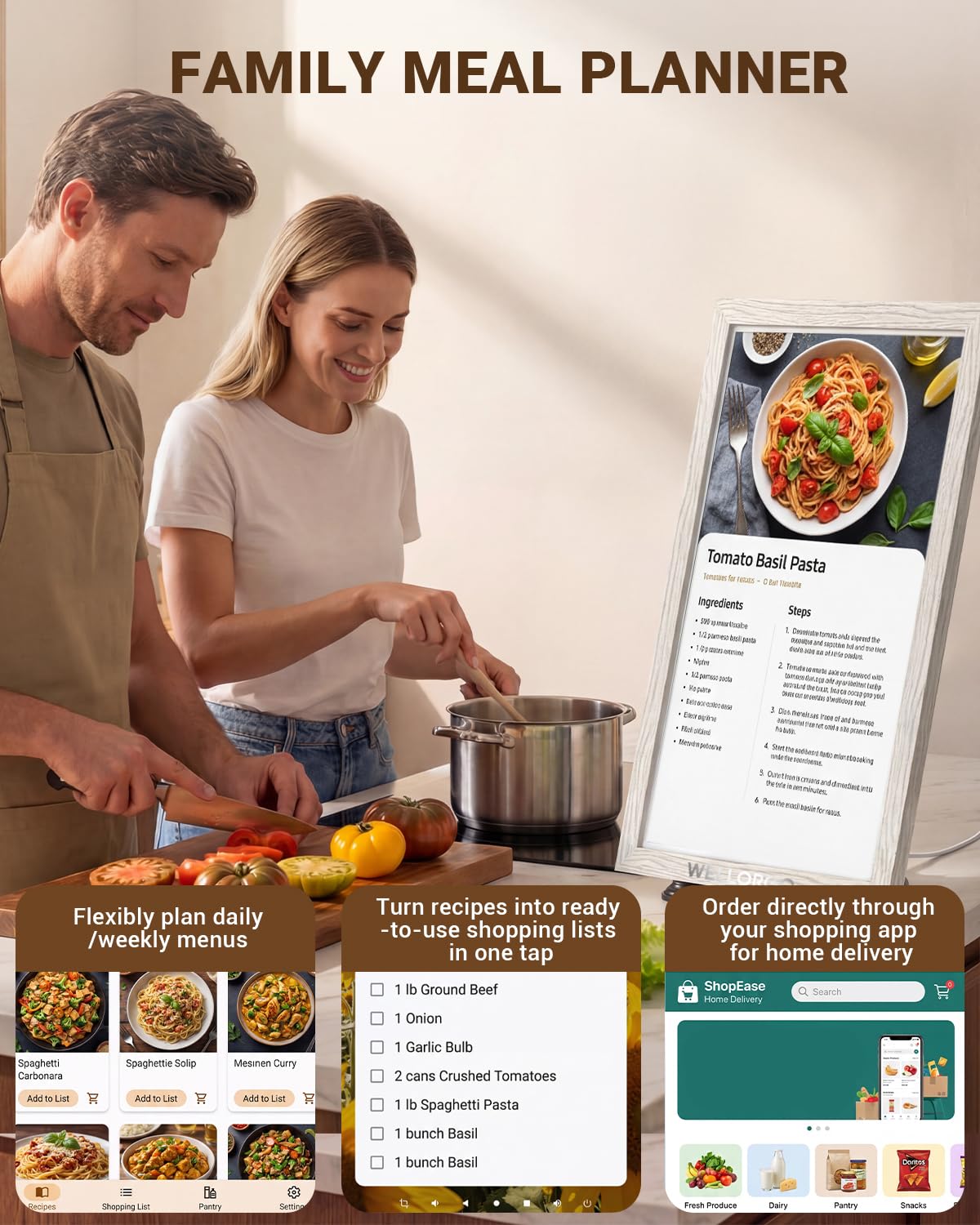WELLORGO Digital Calendar, 21.5-inch Electronic Calendar for Family Schedules, Touch Screen Smart Planner with Kids' Chores Chart/Meal Plan/Streaming Services, w/Frame, Remote Control & Desktop Stand