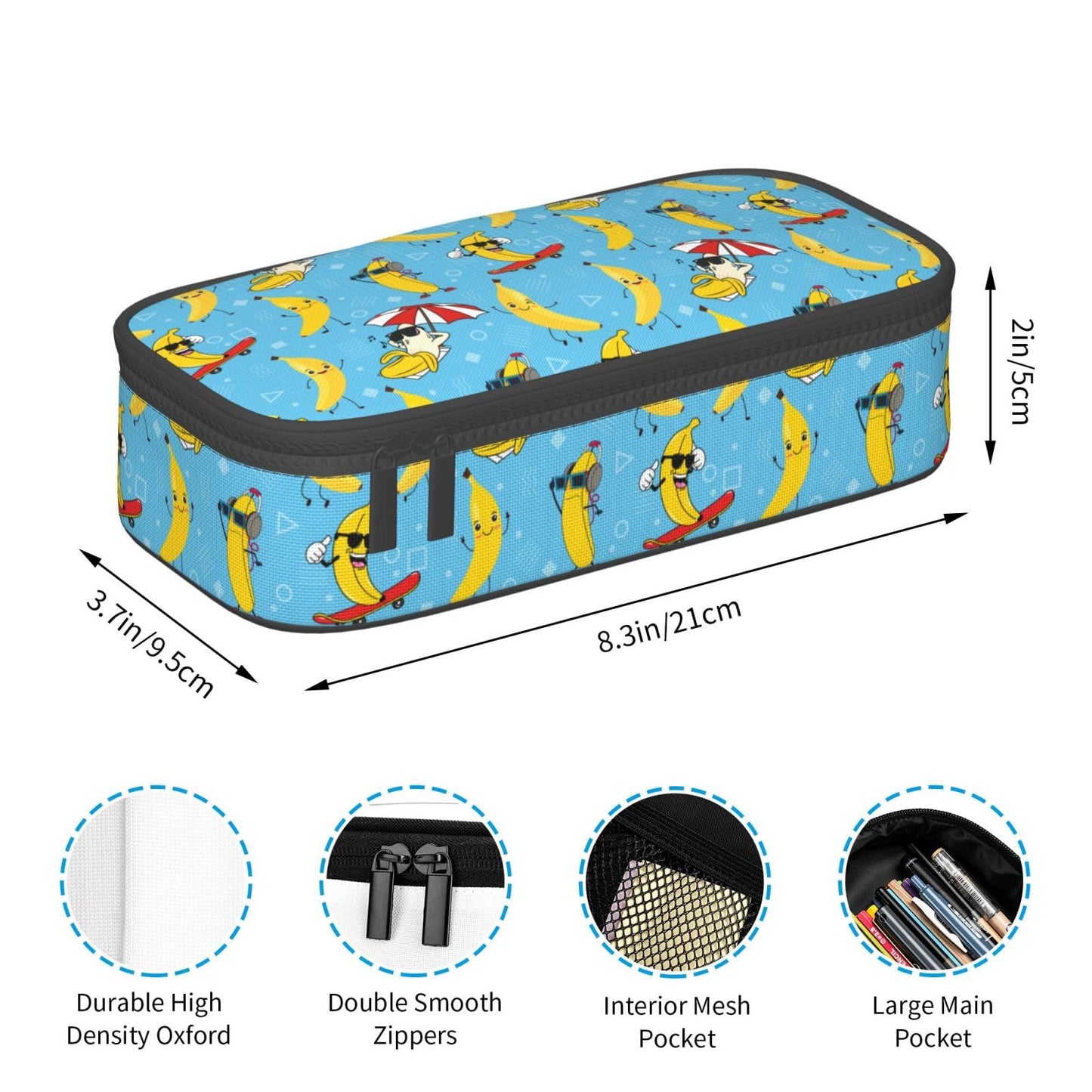 Geoocii Fun Banana Large Capacity Pencil Case Organizer Pencil Pouch Stationery With Zipper School Supplies Pencil Bag For Girls Boys Teens Adult Office