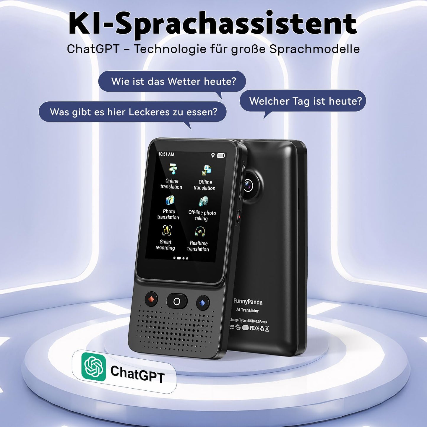 Ai Language Translator Device, 2025 Instant Voice Translator Device T21 Wi-Fi Available, Two-Way 138 Languages Ai Translator Offline Recording Photo Translation Device for Business Travel Study