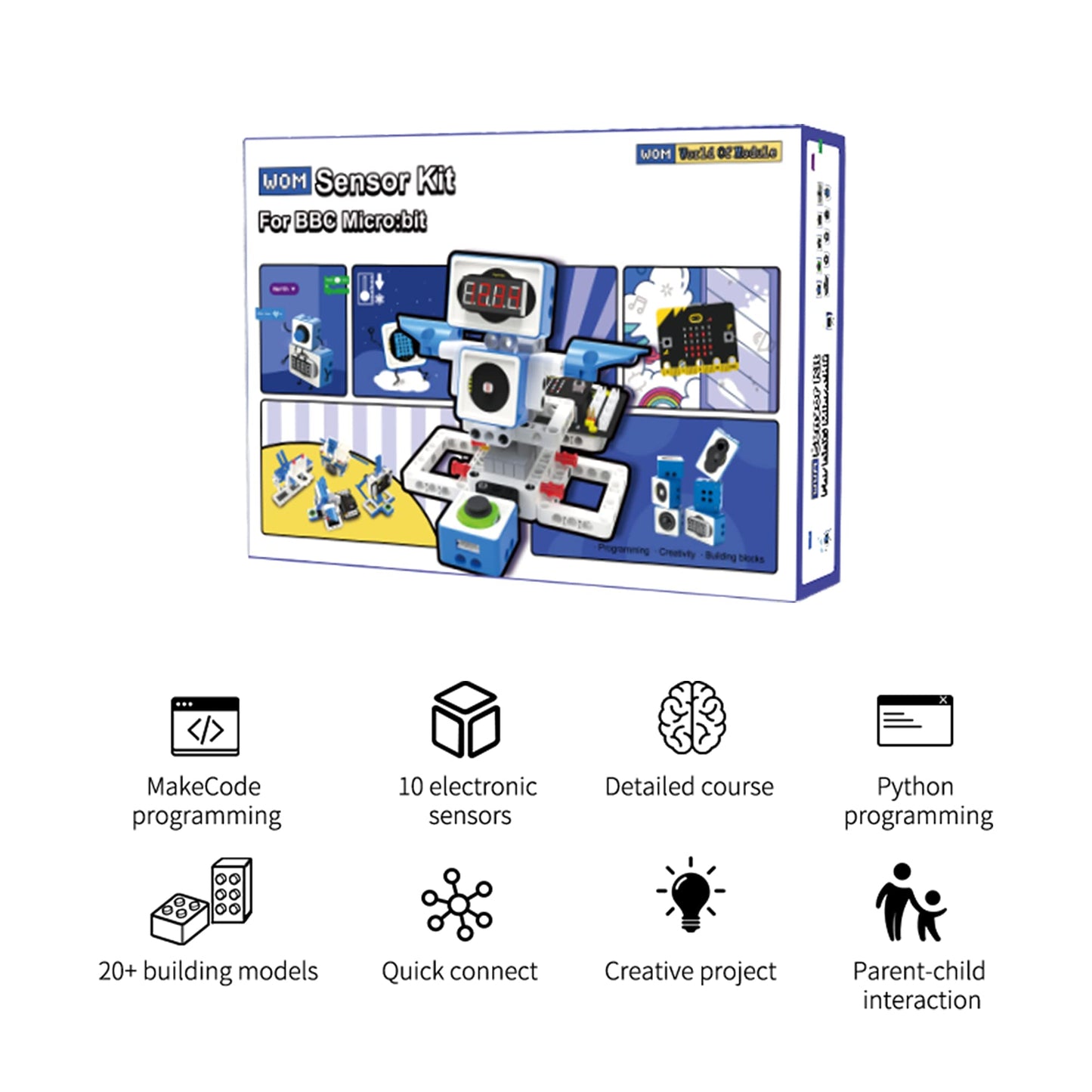 Yahboom Building Block Programming Kit Sensor Module for Kids with Micro bit V2 STEM Coding DIY Robot Kit Micro bit Programmabl Education Learn Toy for 8+
