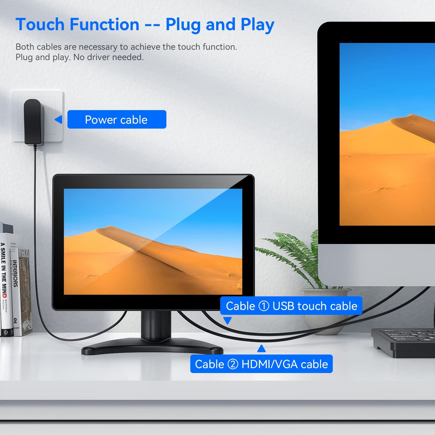 Eyoyo 10.1-inch Small Touchscreen Monitor: 1280x800 IPS Display, 10-Point Touch, HDMI VGA AV Input, Built-in Speakers, Metal Case, VESA 75x75, Touch Screen Monitor for Raspbery Pi, PC, CCTV, POS