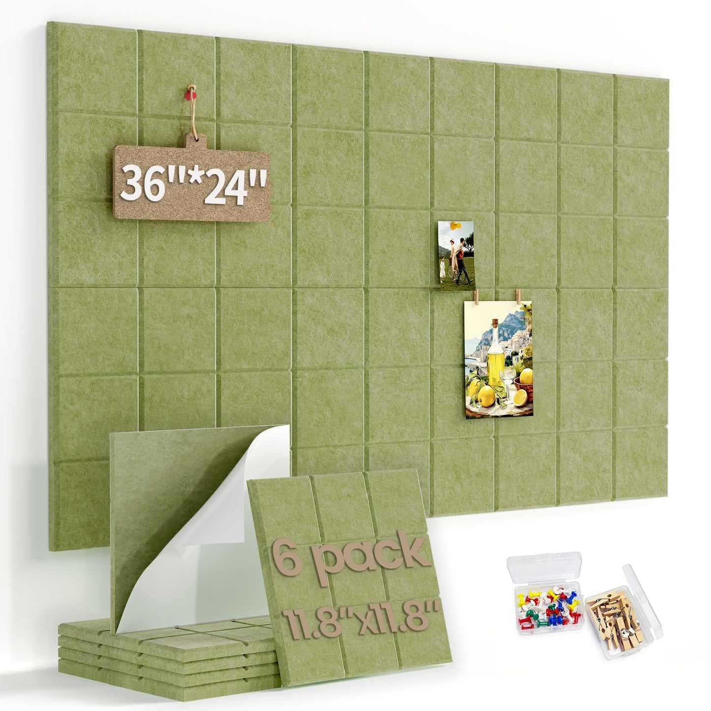 Large Felt Bulletin Board for Walls: 6-Pack Black Cork Board Alternative 11.8x11.8 Inch Peel and Stick Pin Board Wall Decor for Home Organization, Office Memo Board, Self-Adhesive Wall Tiles