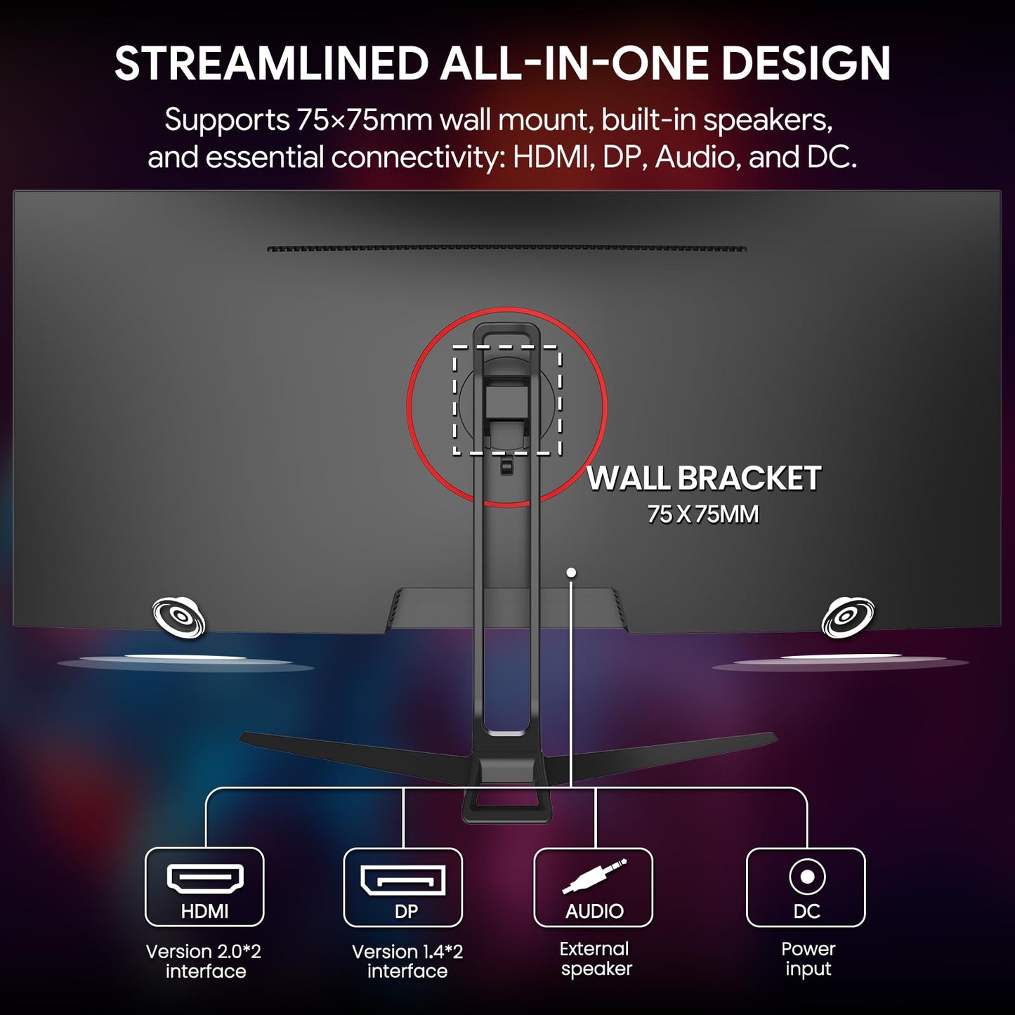 CRUA 34'' Gaming Monitor 165Hz/144Hz, UWQHD 3440x1440P IPS Ultrawide Screen Computer Monitors with Built-in Speakers, Supports FreeSync, 120% sRGB, PIP/PBP, HDMI2.0 & DP1.4, Wall Mount&Tilt Adjustable