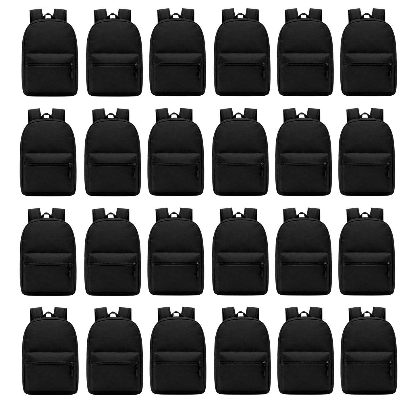 Winterlace 24 Pack Backpack, Bulk 17 inch Lightweight Outdoor Travel Gym Corporate Events Bag (Black)