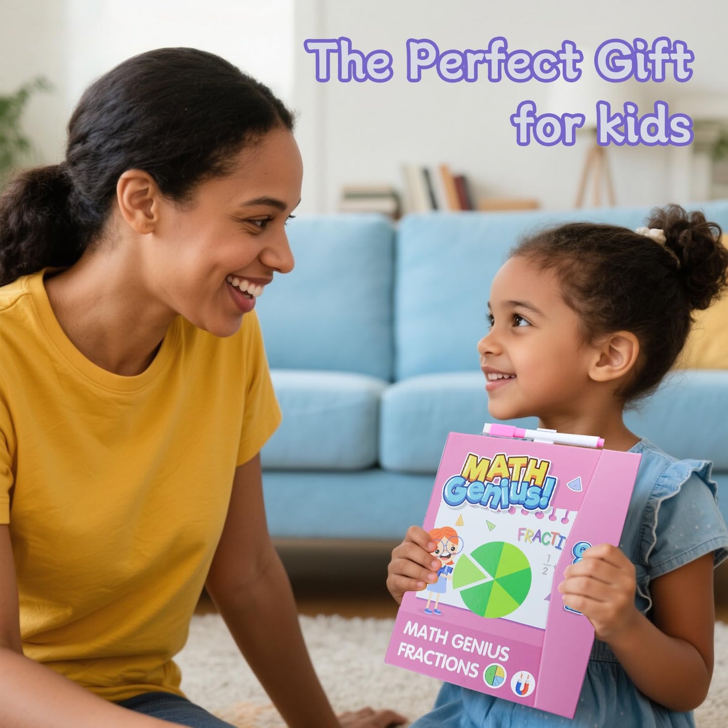 Magnetic Fraction Educational Puzzle with Fraction Tiles & Circles, Math Manipulatives Montessori Learning Toys to Help Kids Learn Fractions and Build Early Math Skills (Pink)