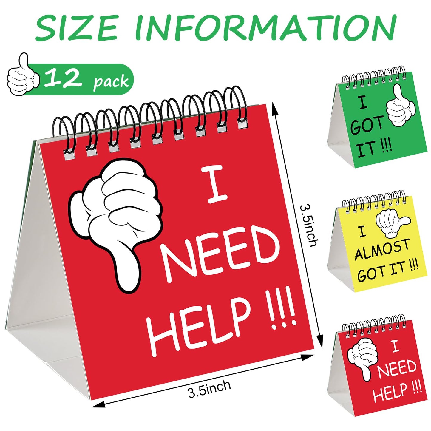 Harloon 48 Pcs I Need Help Mini Flip Chart Signs Self Assessment Cards Behavior Management Classroom Tools for Kids Teachers Classroom School Behavior Educational and Learning Activities Supplies
