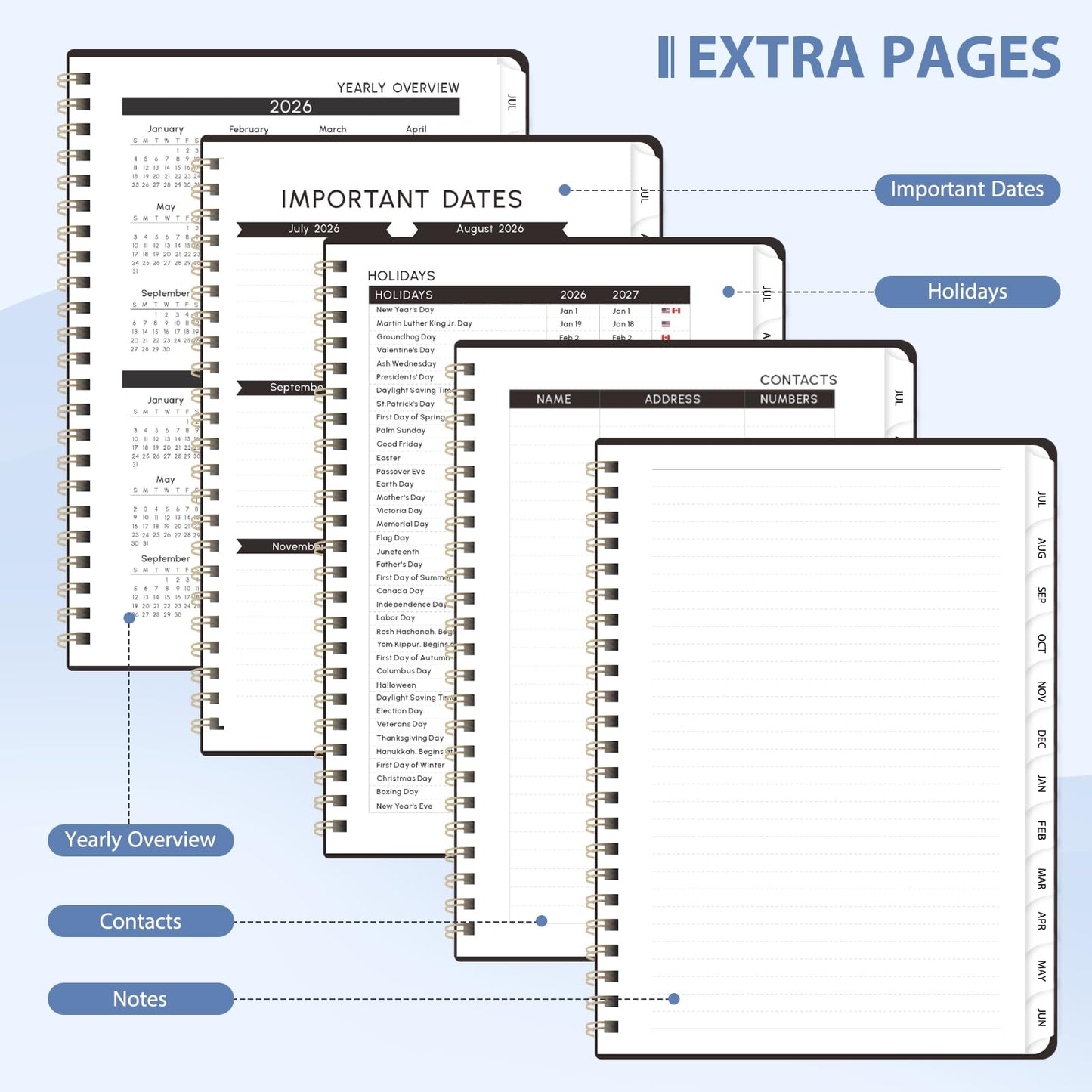 Planner 2026-2027, Weekly and Monthly Academic Planner, July 2026 - June 2027, Hardcover Calendar Agenda Book for School Year Planning, School Supplies for Teacher and Student, A5(6.3'' x 8.5'')
