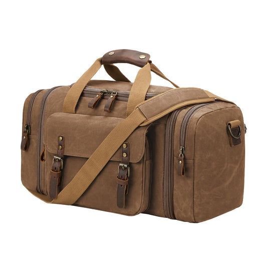 Waxed Canvas Duffel Bag 50L, Coffee
