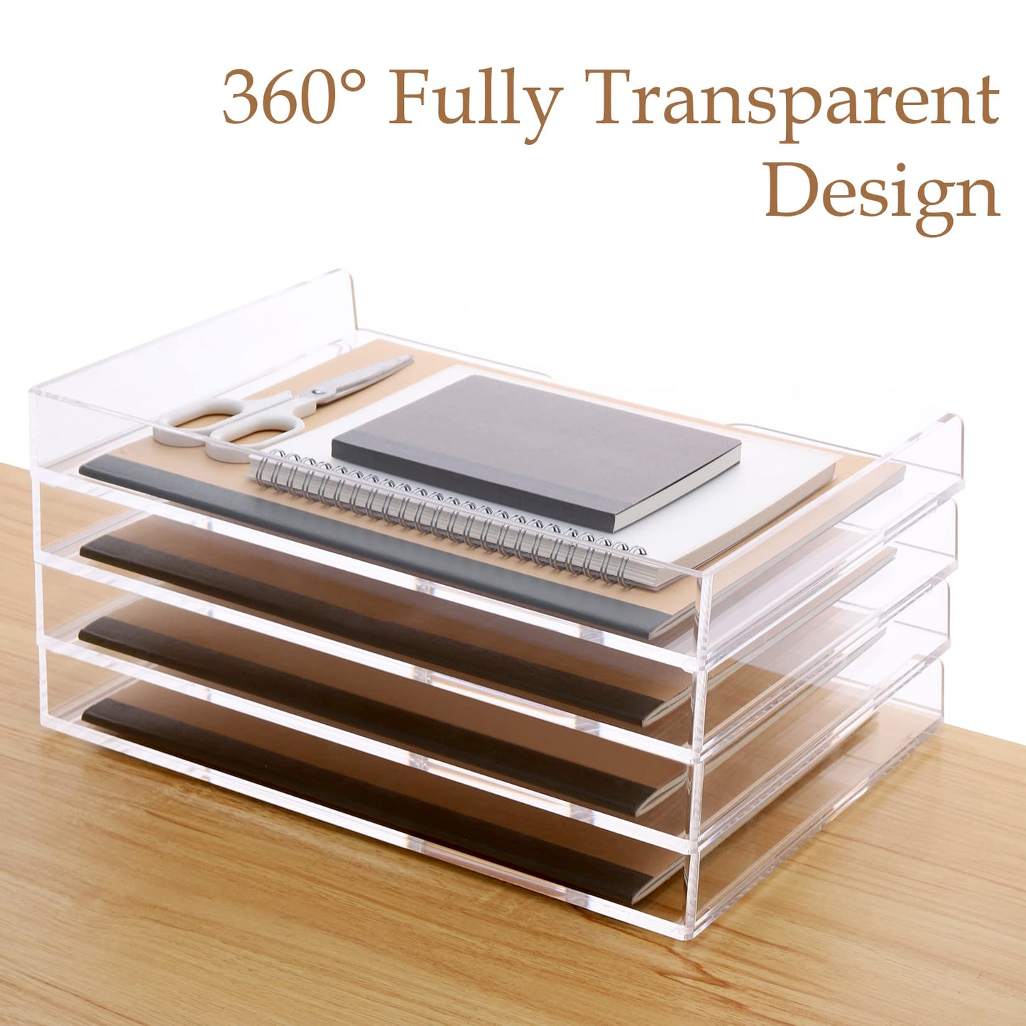 SANRUI 2-Tier Acrylic Paper Tray Organizer, Clear Stackable File Organizer for Desk, Paper Sorter Desk Organizer for Home Office Supplies
