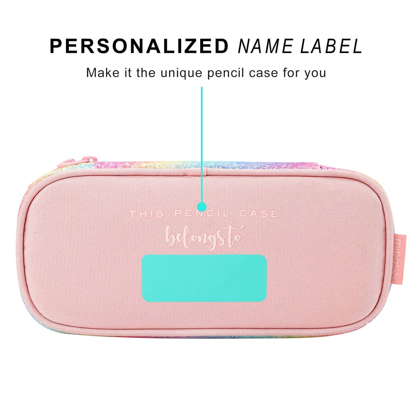 mibasies Girls Pencil Case for Kids, Multi-Slot Pencil Pouch, Pink Blue Rainbow