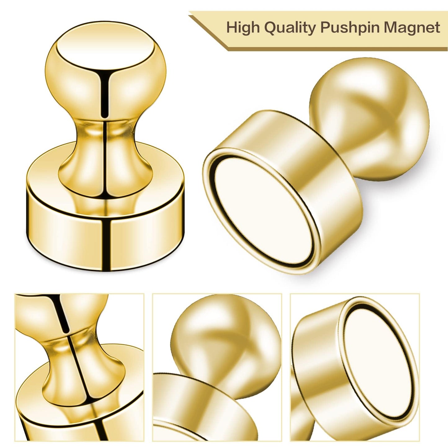 LOVIMAG Fridge Magnets 50Pcs Refrigerator Whiteboard Small Strong Magnet Classroom Kitchen Accessories Decorative Locker Set Decor Must Haves Office Calendar Refrigerador Magnetic Cute Crafts Gold