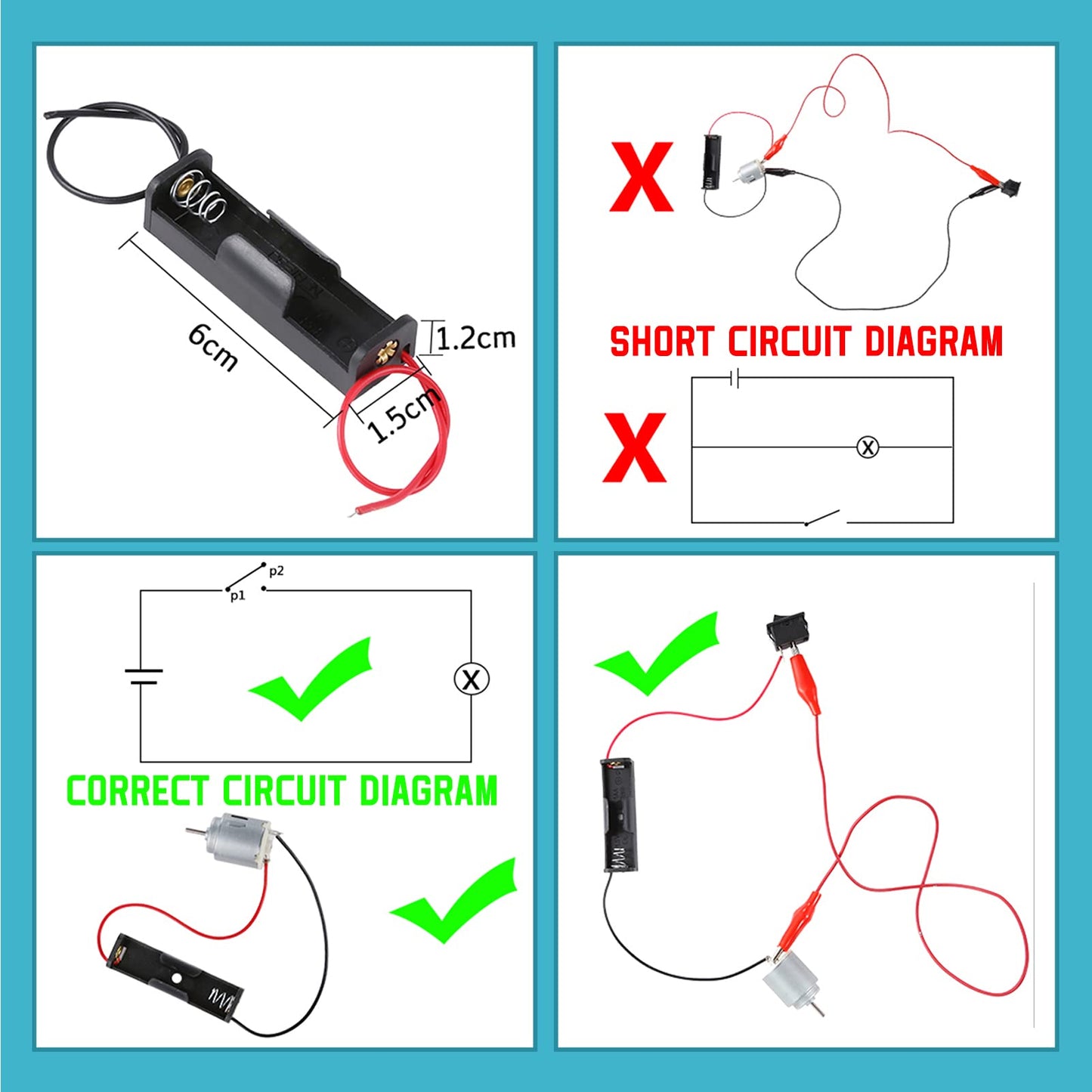 Sntieecr 3 Pack 42 PCS Electric Circuit Motor Kit with Organize Bags, Educational Montessori Learning Electric Circuit Kit Sets for Kids DIY STEM Science Project