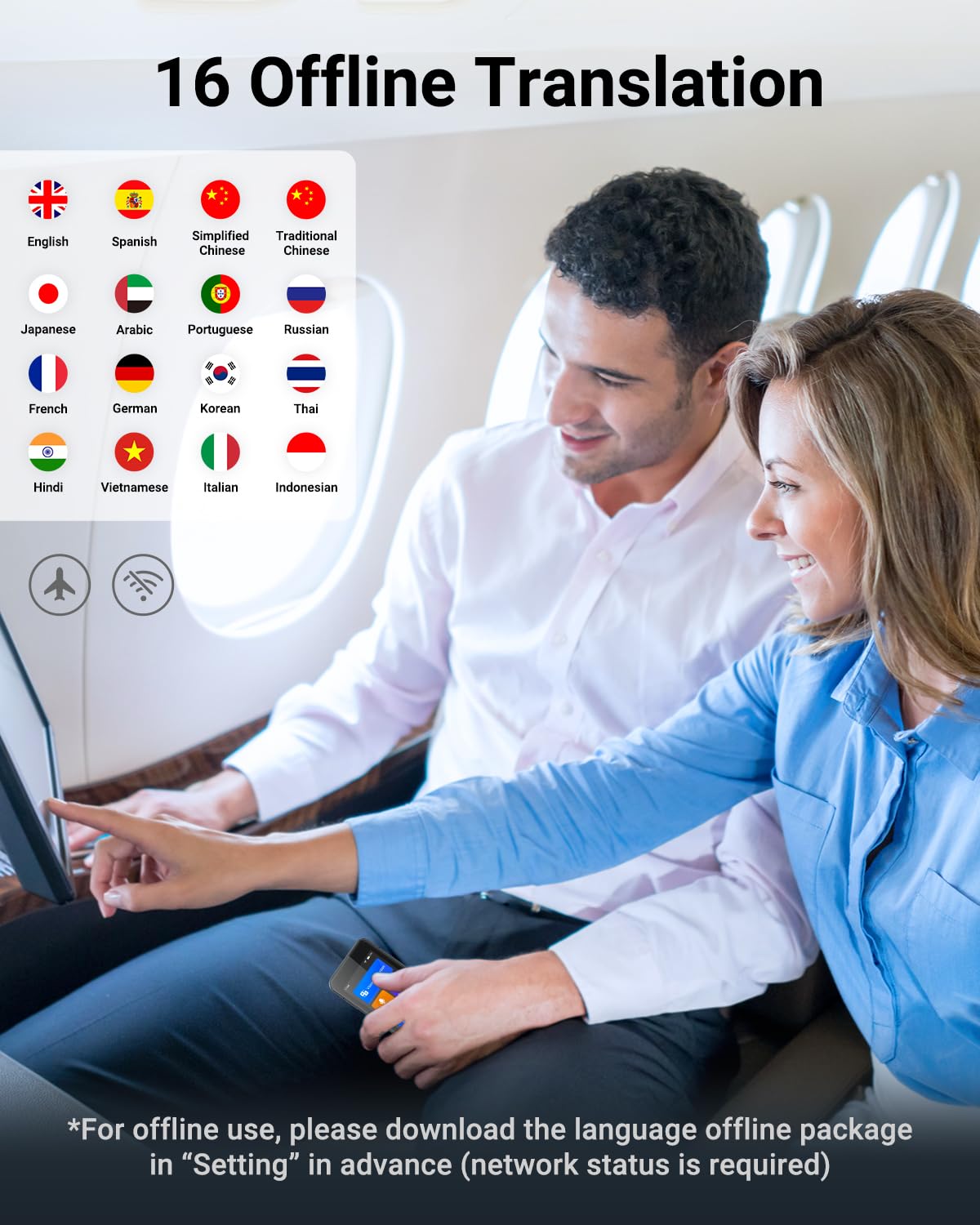 XUPURTLK Language Translator Device, Voice Translator Device Two Way, 144 Languages Real-Time Translator Device No WiFi Needed, Offline & Recording & Photo Translation for Travel, Business, Learning