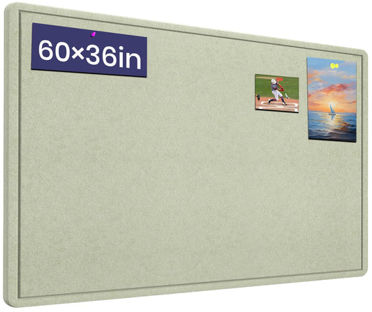 Large Bulletin Board, 60 X 36 inches Cork Board with 30 Pushpin, 5' x 3' Felt Cork Board Notice Pin Board, Self-Adhesive Vision Board Mood Board Foldable Photo Board for Wall - Sage Green