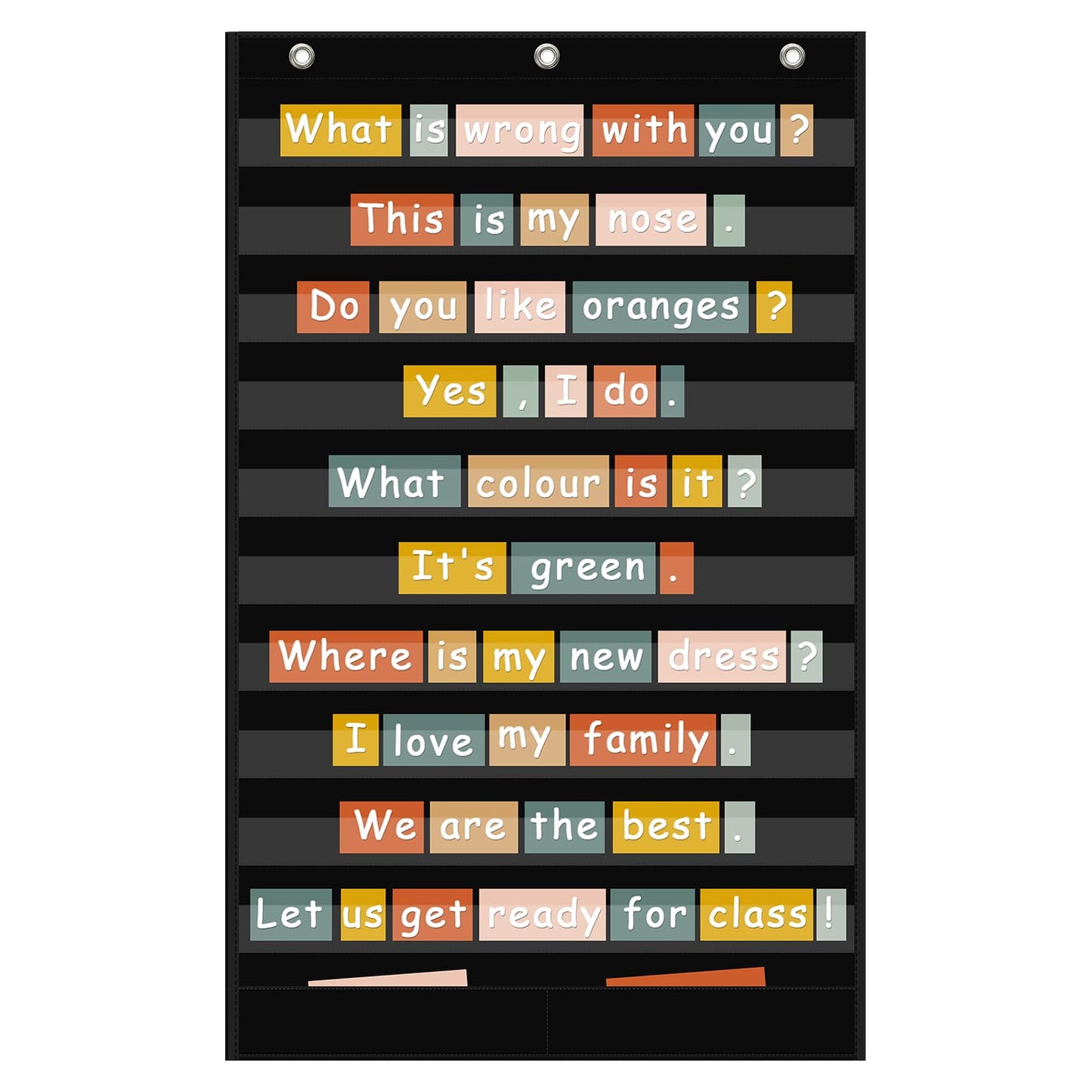 ANCOMEDO Large 10+2 Pockets Standard Pocket Chart, 10 Clear Pockets Words Chart with 2 Extra Storage Pocket for Classroom Home Office Use,Large Size:45”x 28” Letter Cards,Words and Sentence Strips.