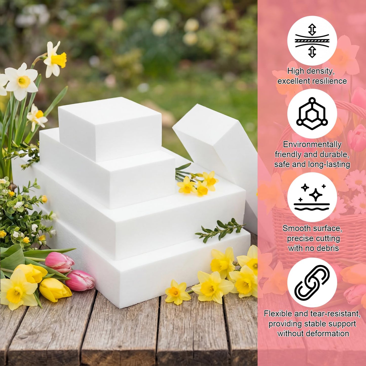 10 PCS Craft Foam Blocks for DIY Projects, White Soft Foam Bricks in 4 Sizes, Easy to Cut Floral Craft Blocks for Flower Arrangements, Sculpting, Wedding Decor & Art Crafts