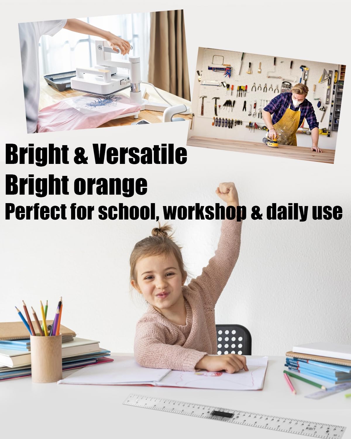 39in Yellow Plastic Meter Stick with Handle, Detachable Sectional Ruler for Teachers Classroom Math Measuring Tools, Durable Teaching Ruler for Whiteboard Chalkboard Office