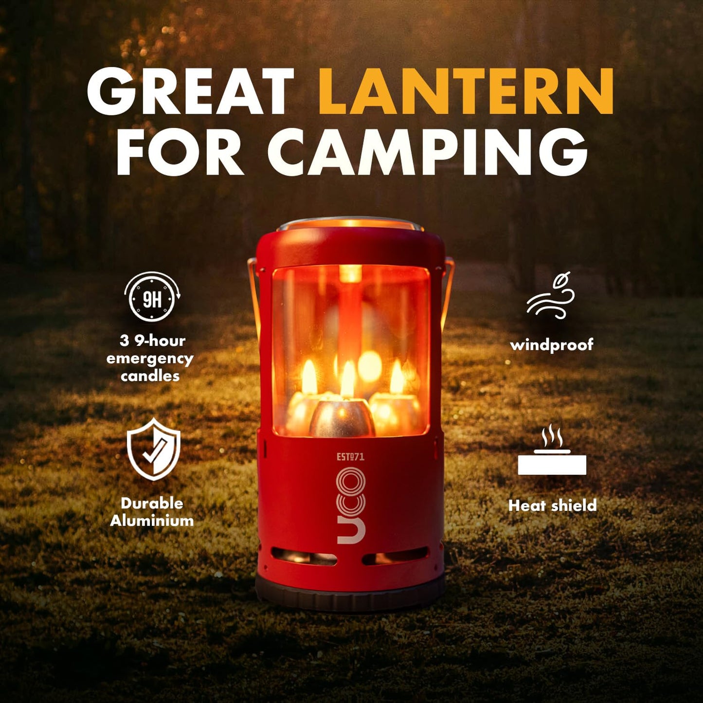 UCO Outdoor Camping Lantern - Aluminum, Burgundy, Model C-C-STD-BURGUNDY, O/S Size, Volcano Red - Japan Genuine