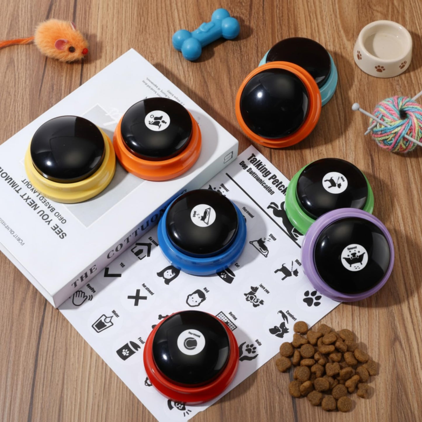 Jerify 16 Pcs Voice Recordable Dog Buttons for Communication Pet Cat Talking Buttons with Stickers 30 Seconds Interactive Speech Training Buzzers for Cat Pet Dog
