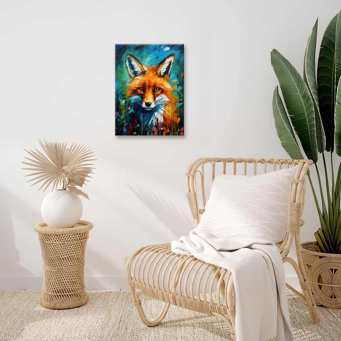 Fox Decor Wall Art Banksy Fox Pictures Wall Decor Canvas Prints Framed Artwork Paintings Poster Fox Gifts Decorations for Home Kitchen Bedroom Living Room Bathroom Office 12"x16"