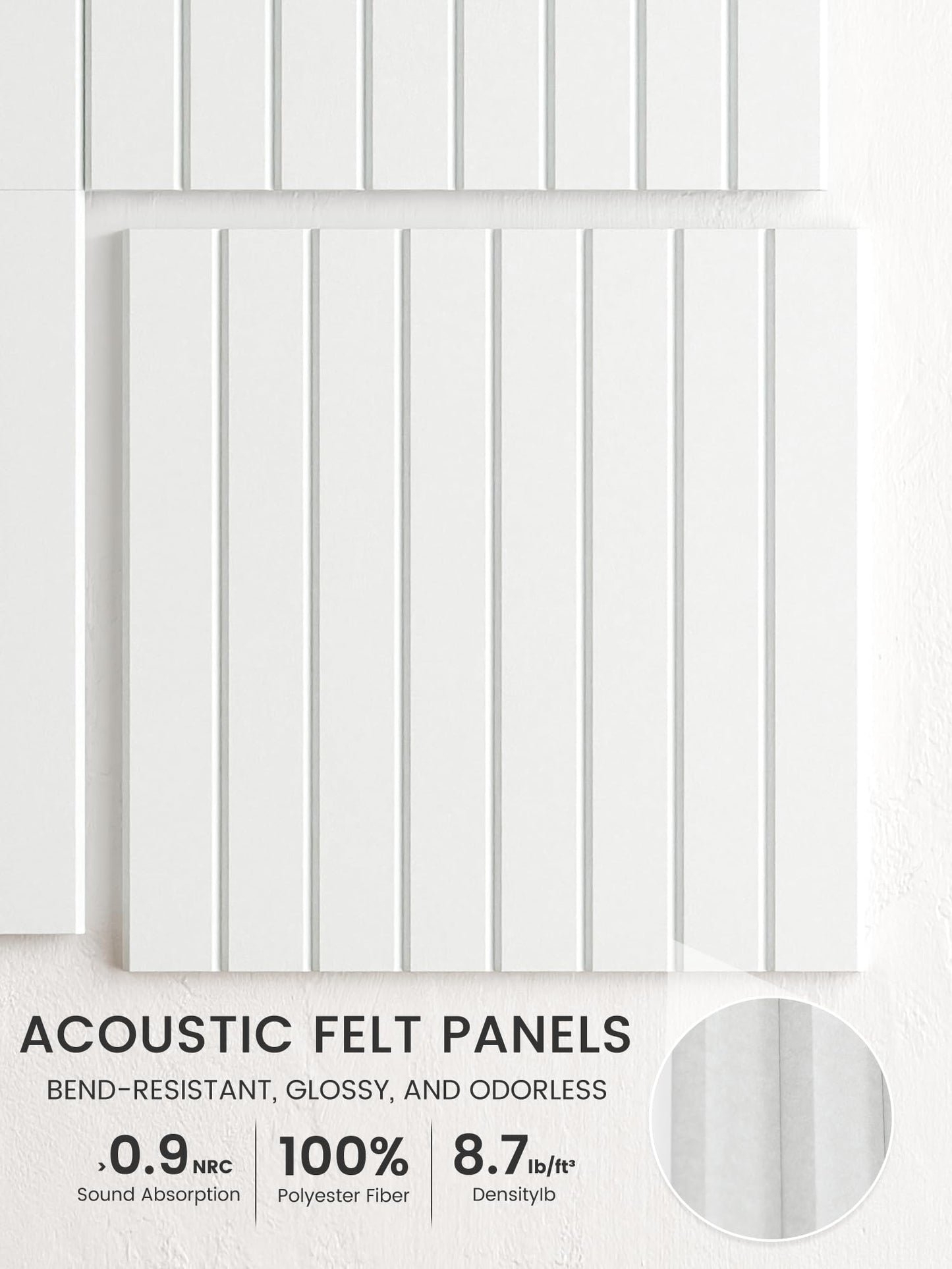 Bumusty Large Cork Board Alternative-48 x 36" Felt Bulletin Board Tiles, with 30 Pushpins, 70 Adhesive Tabs, Fine-Stripe 12-Pack, Cork Boards for Office Push Pin Board Felt Board-Cold White