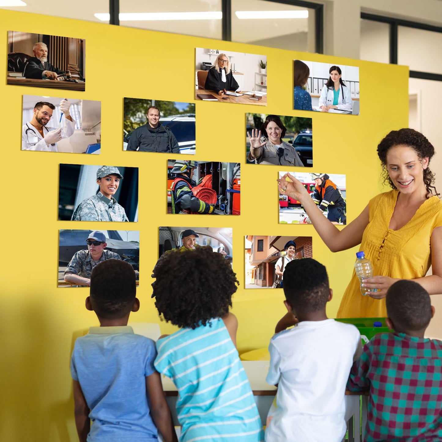 Motiskyy 12 Pcs Diversity Posters for Classroom Preschool Educational Learning Real Pictures for Daycare Home Multicultural Awareness(Community Helpers)