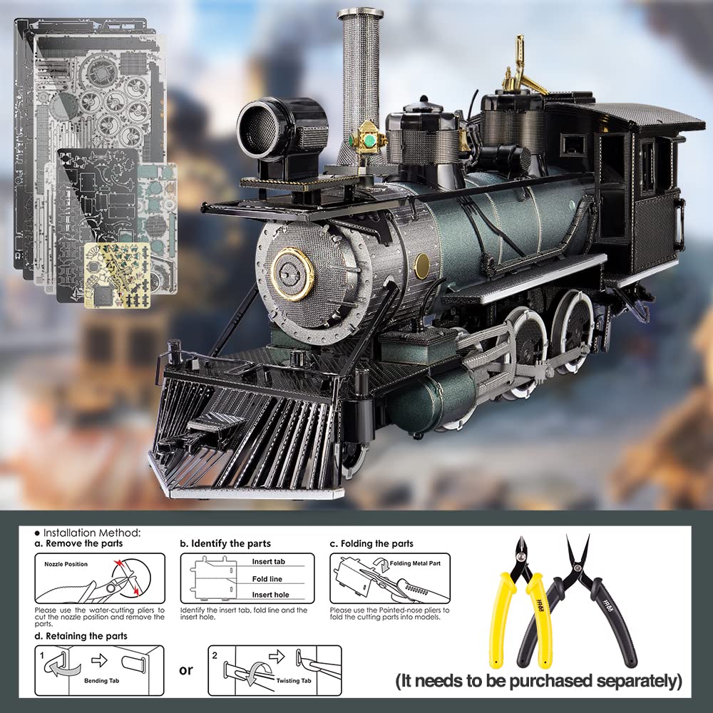Piececool 3D Puzzle for Adults, Mogul Steam Engine Steamer 3D Metal Model Building Kits Challenging Assembly Hobbies DIY Crafts Kits, Best Birthday Christams Gifts